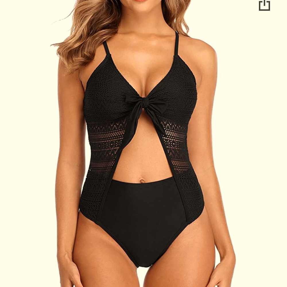 Black one piece monokini